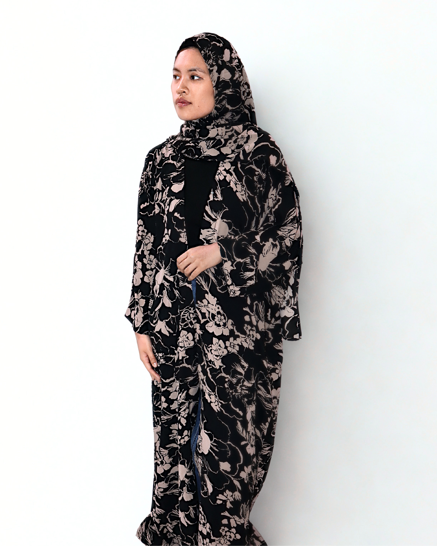 printed abaya & hijab set - noira