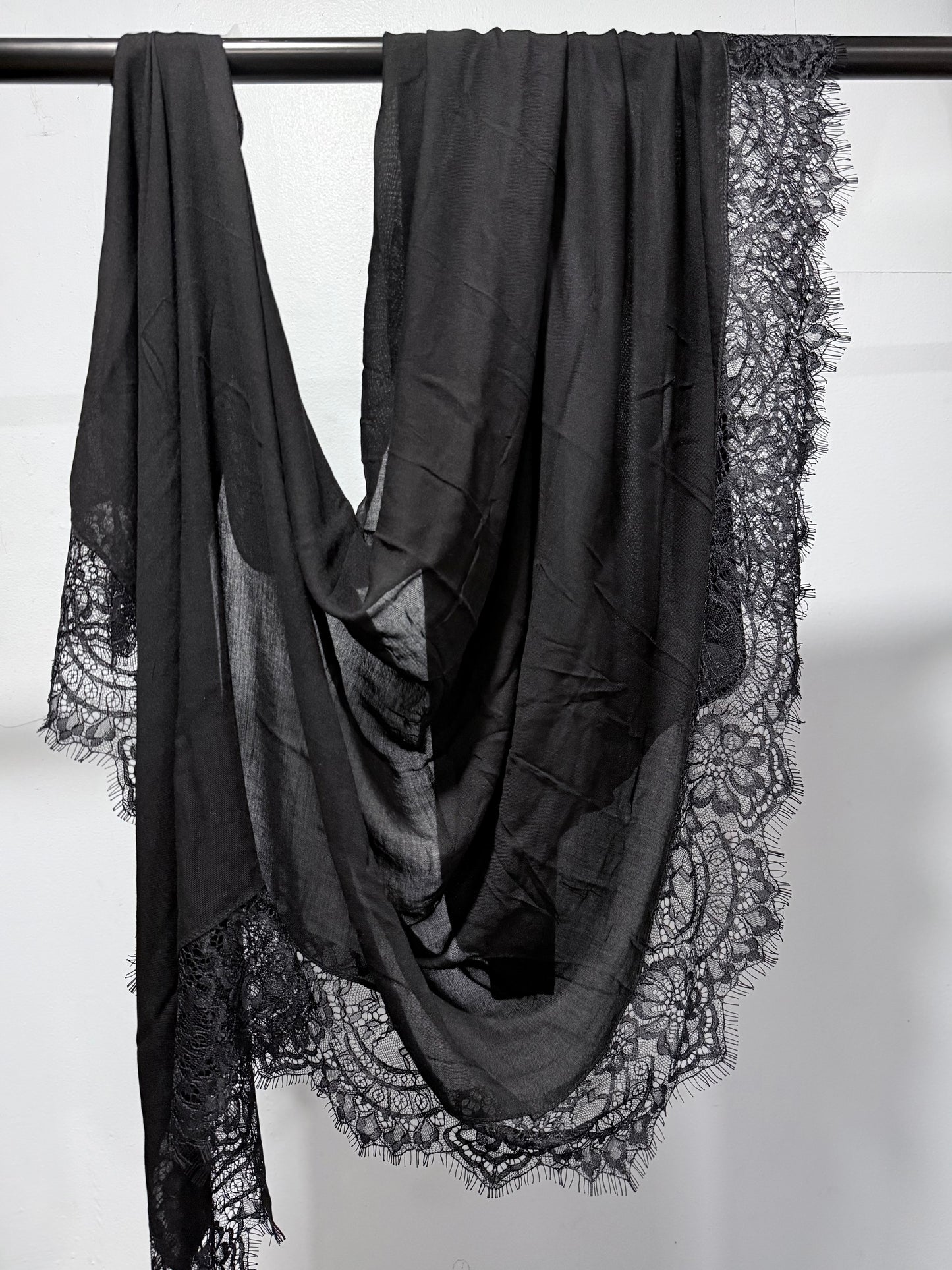 black modal lace hijab