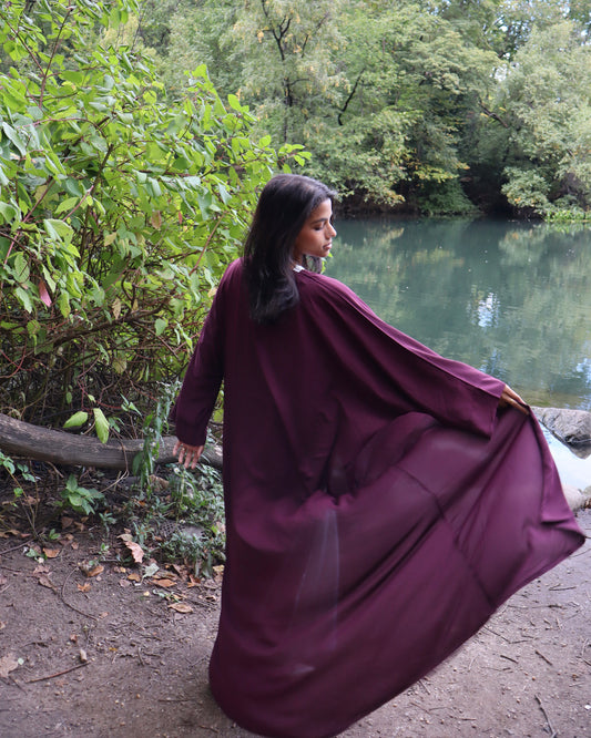 open abaya & hijab set - mulberry
