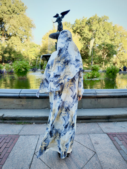 printed abaya & hijab set - azura