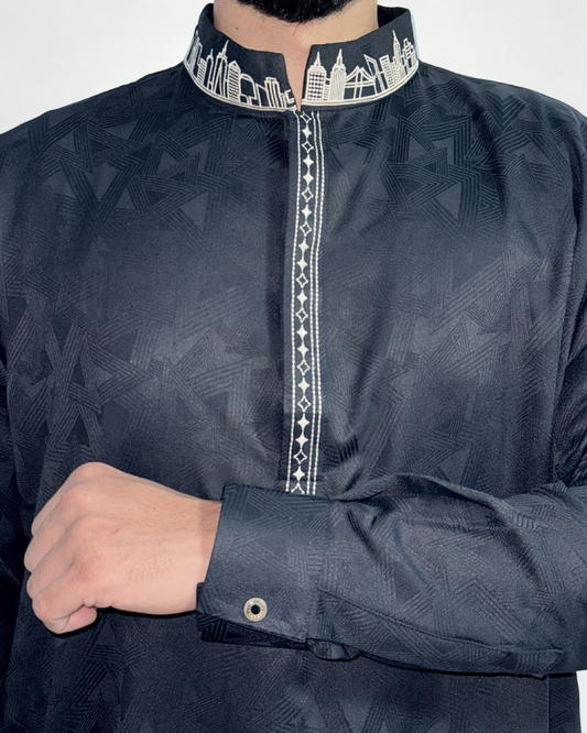 NYC Skyline Panjabi/Kurta, Midnight Navy