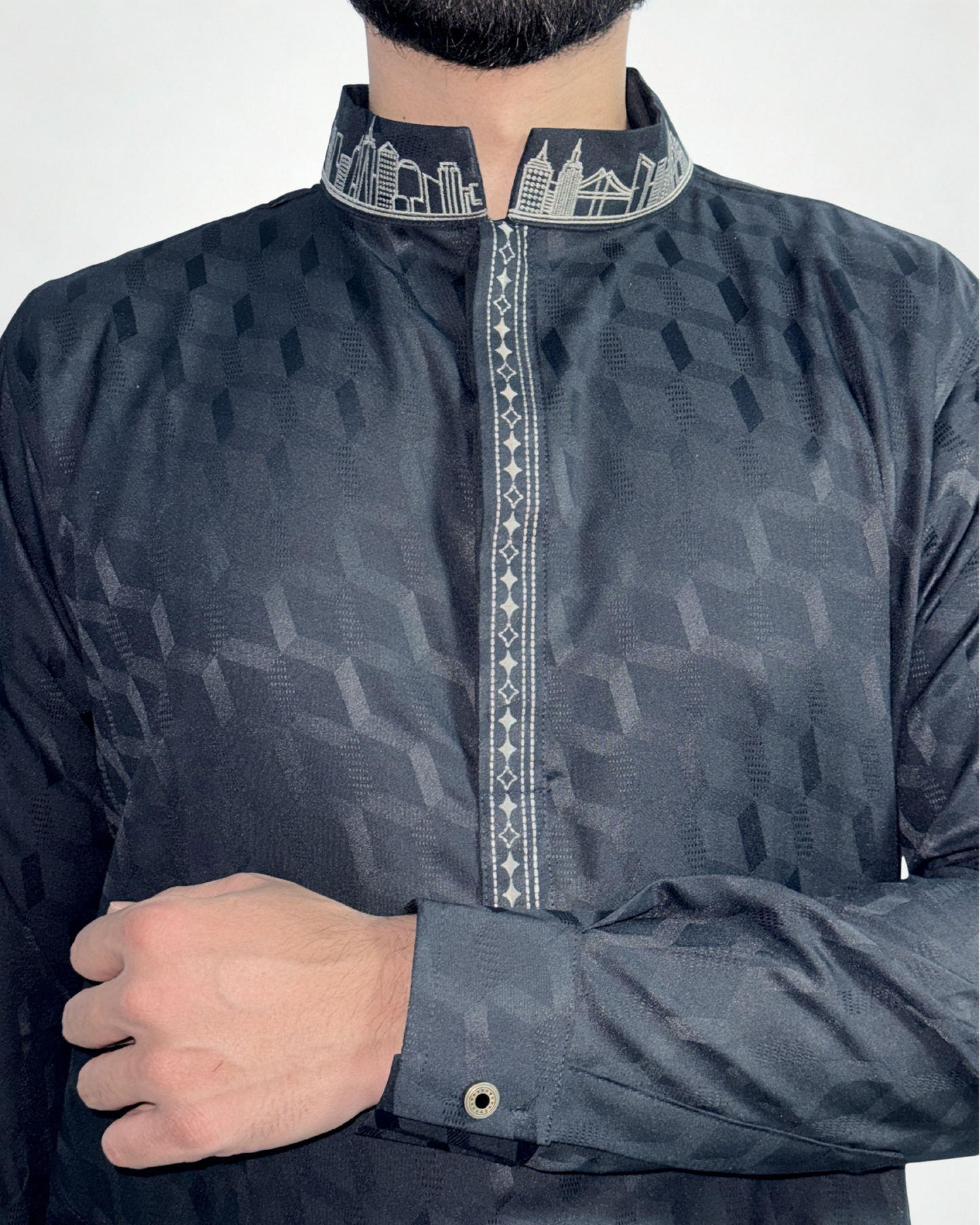 NYC Skyline Panjabi/Kurta, Midnight Subtle Navy