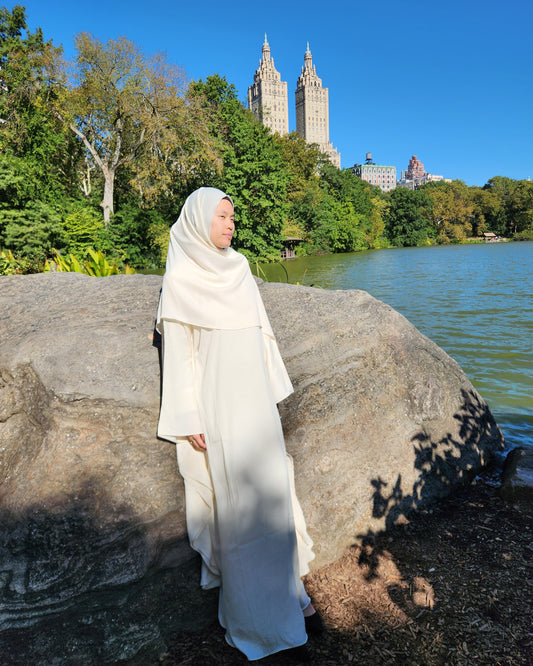 butterfly kaftan & hijab set - off-white