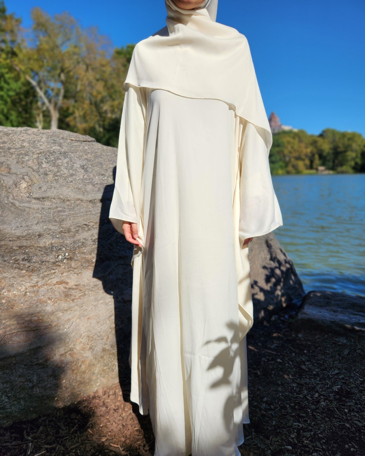 butterfly kaftan & hijab set - off-white