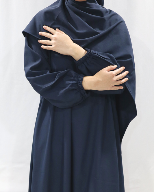 pocket abaya & hijab set - deep navy