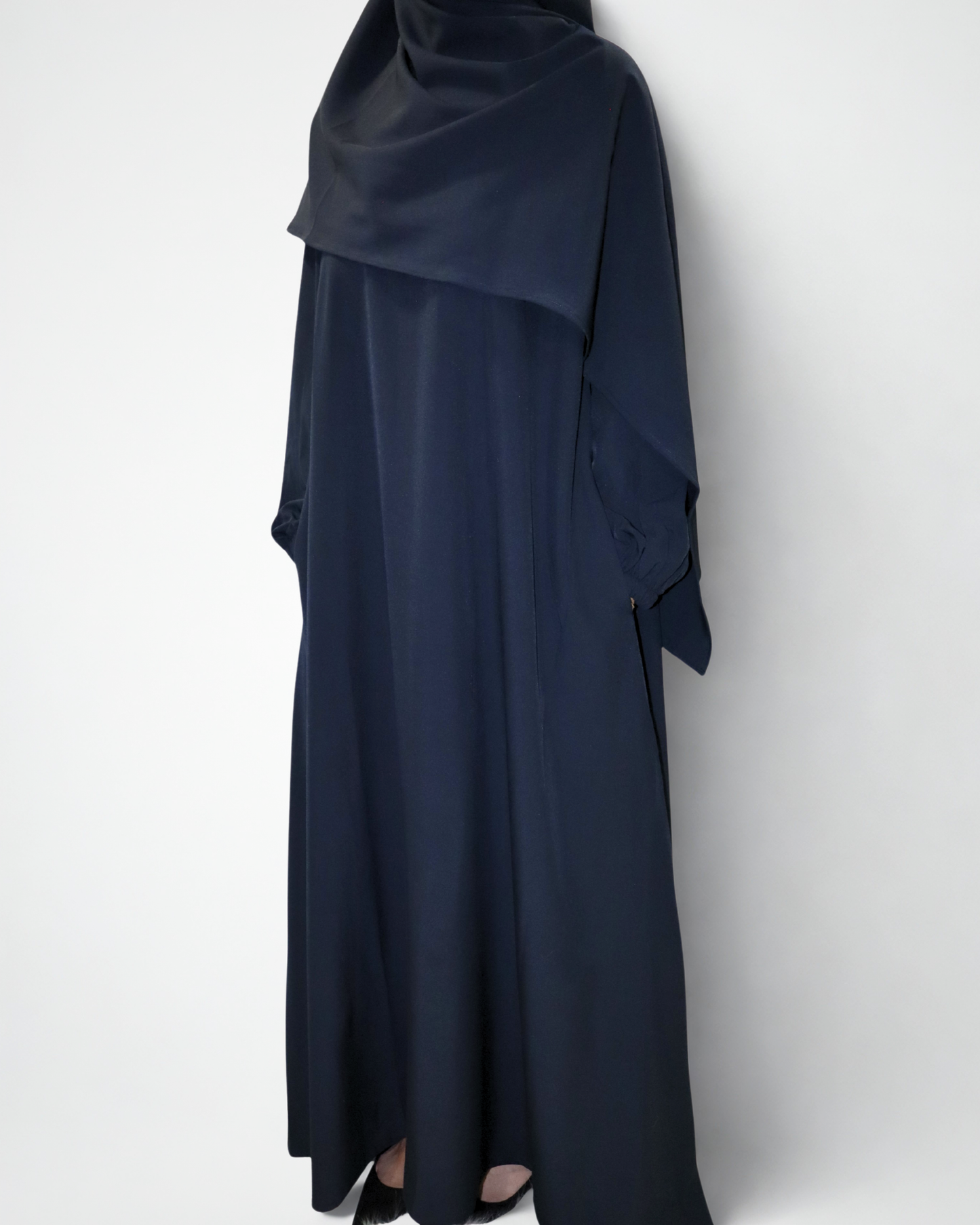 pocket abaya & hijab set - deep navy