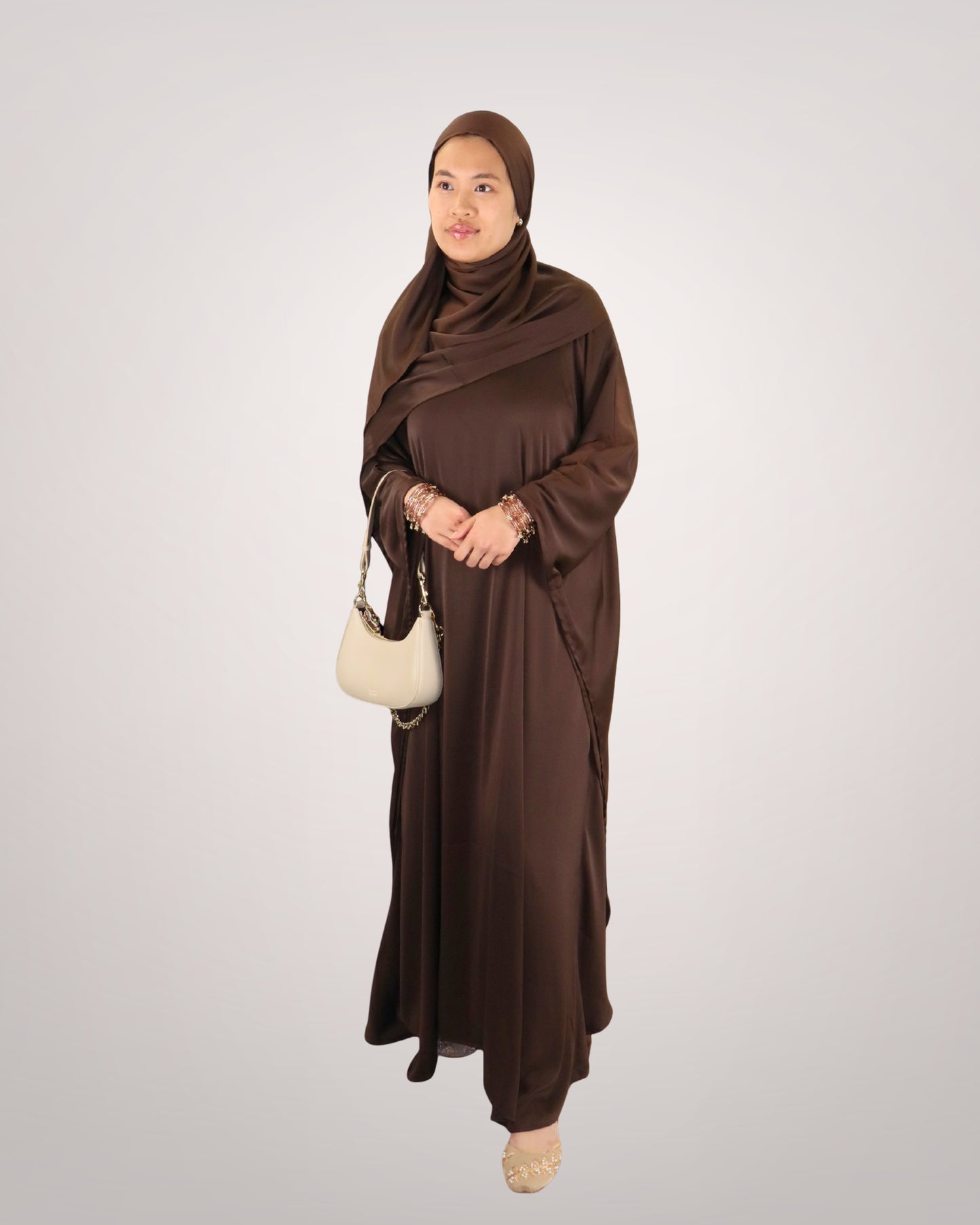 butterfly kaftan abaya - chocolate