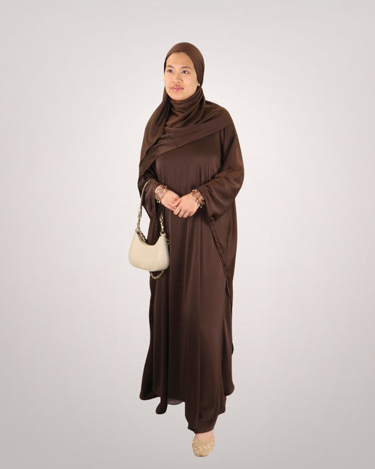 butterfly kaftan abaya - chocolate
