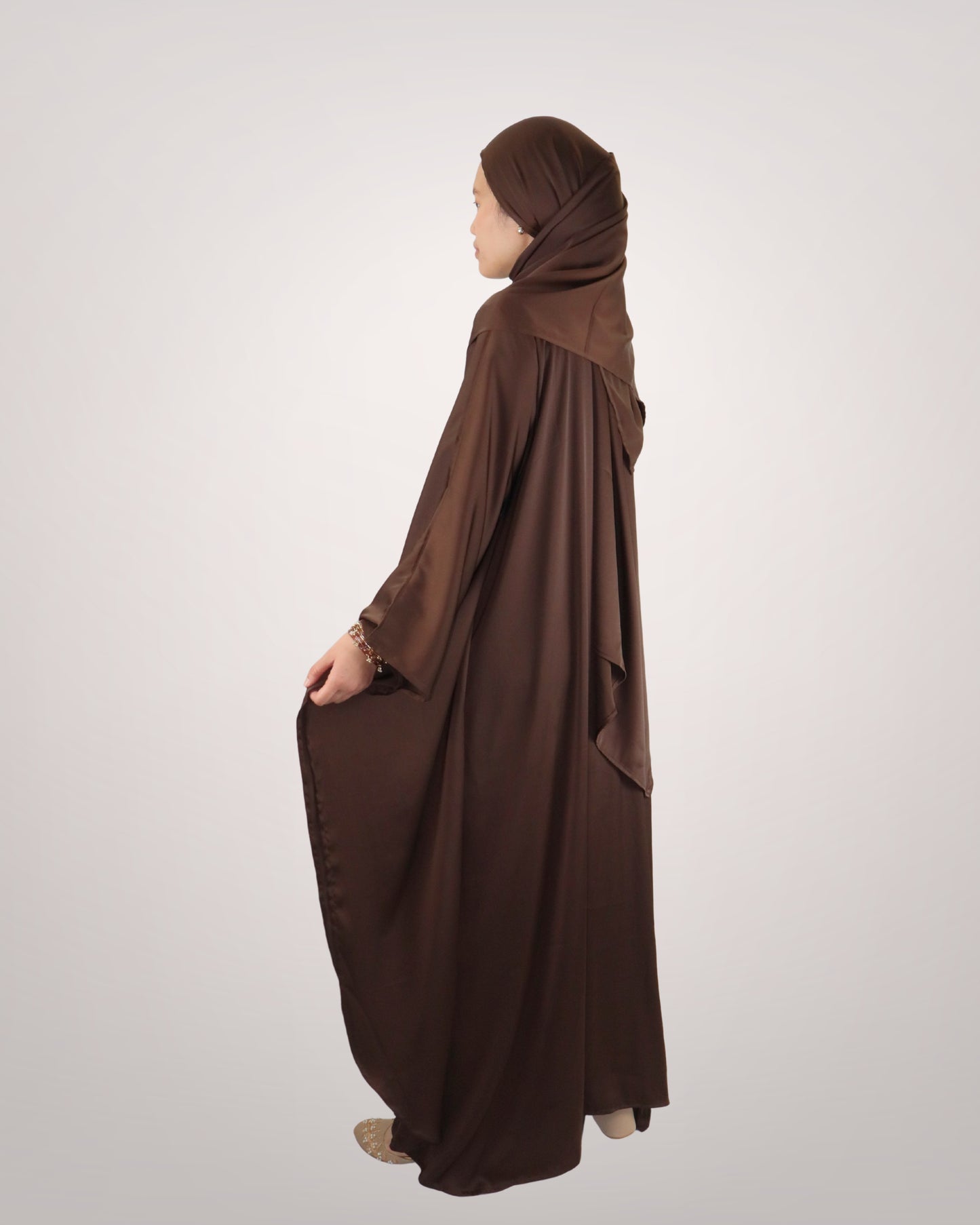 butterfly kaftan abaya - chocolate