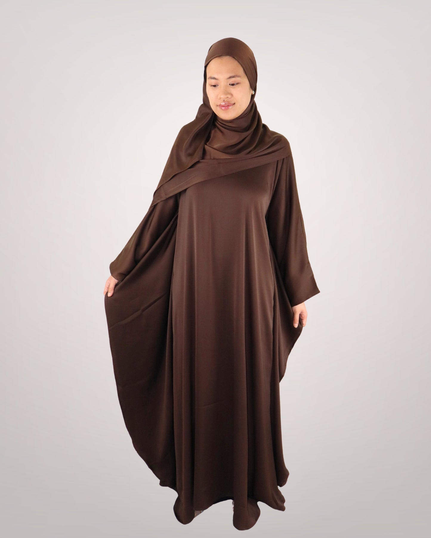butterfly kaftan abaya - chocolate