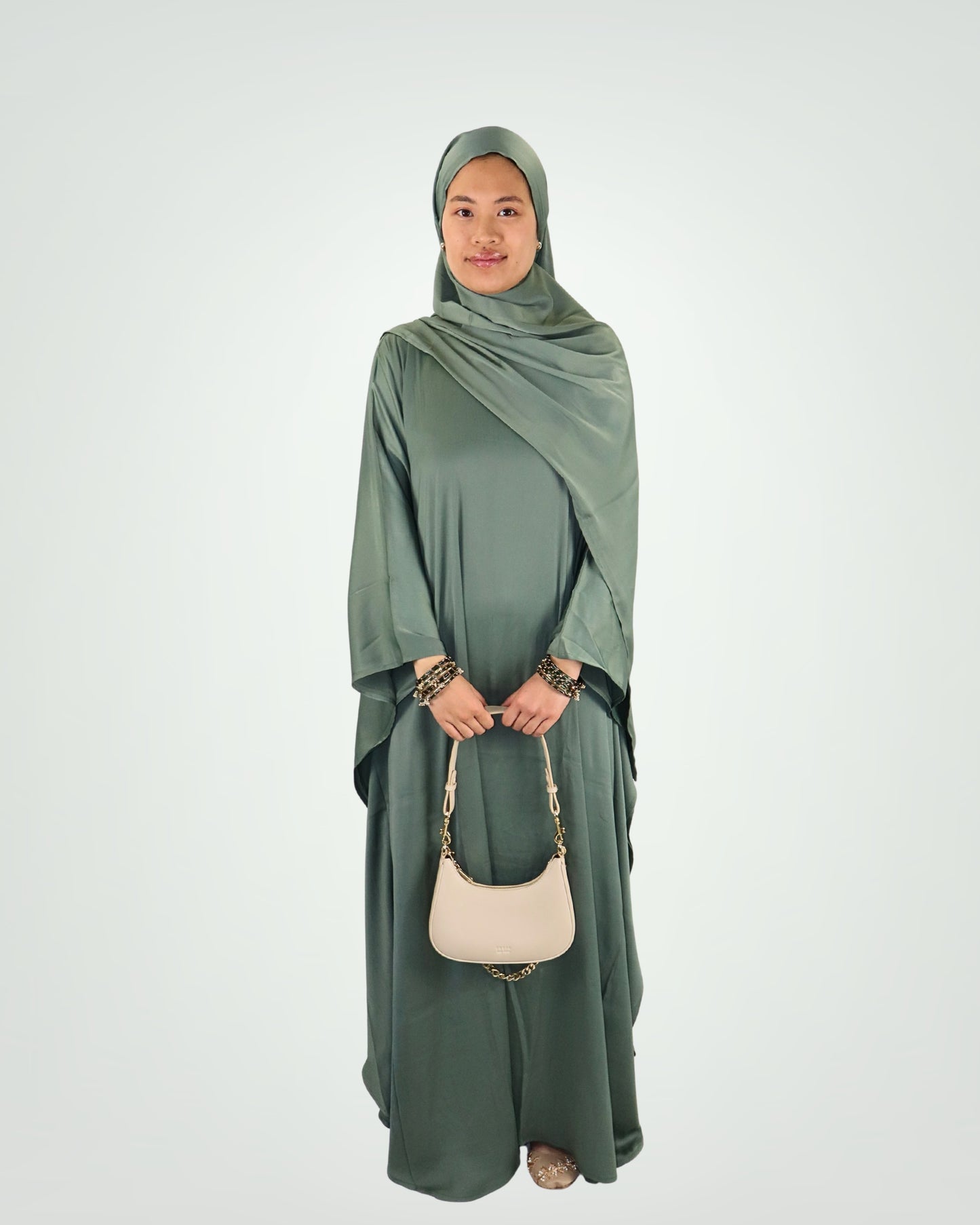 butterfly kaftan abaya - sage