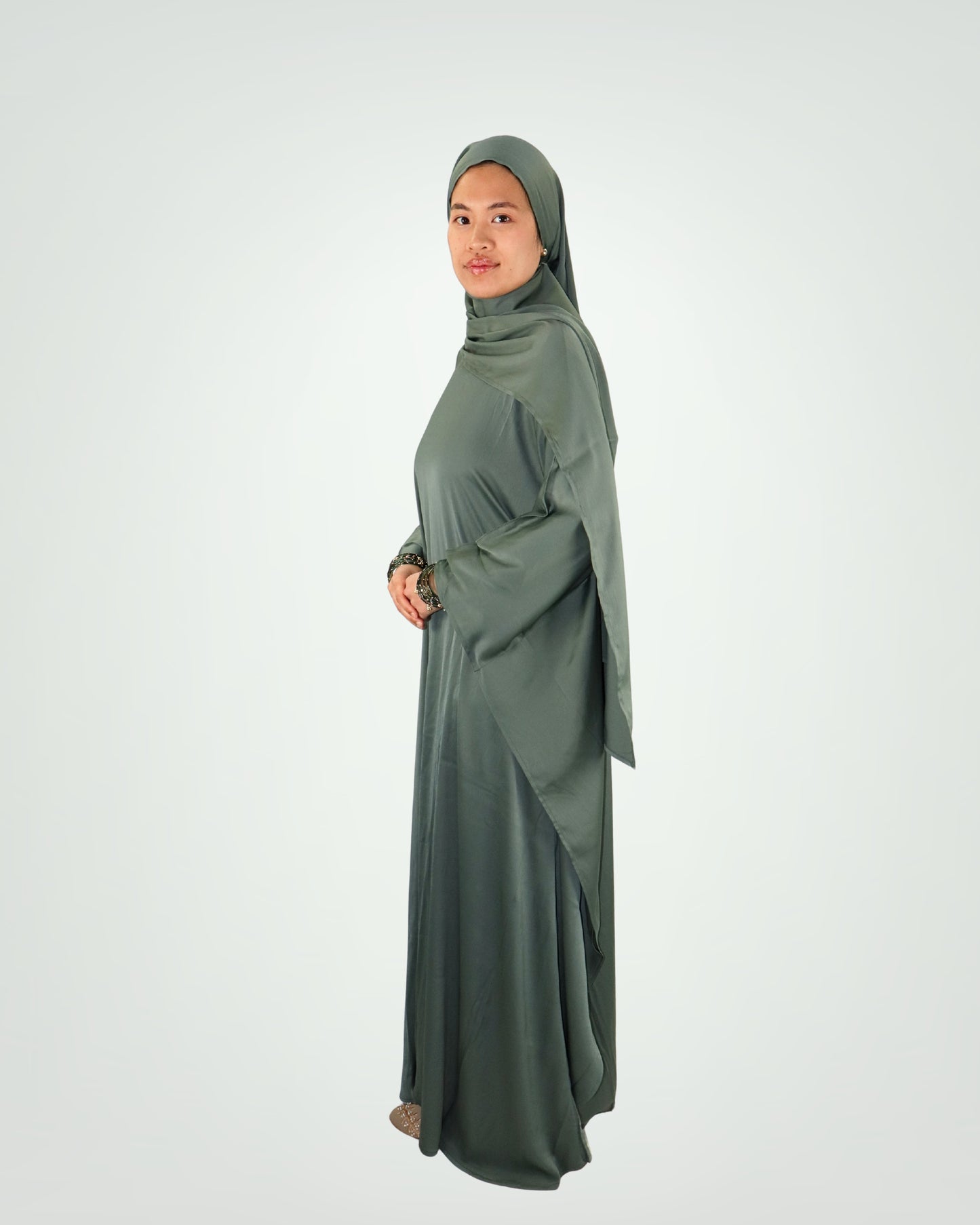 butterfly kaftan abaya - sage