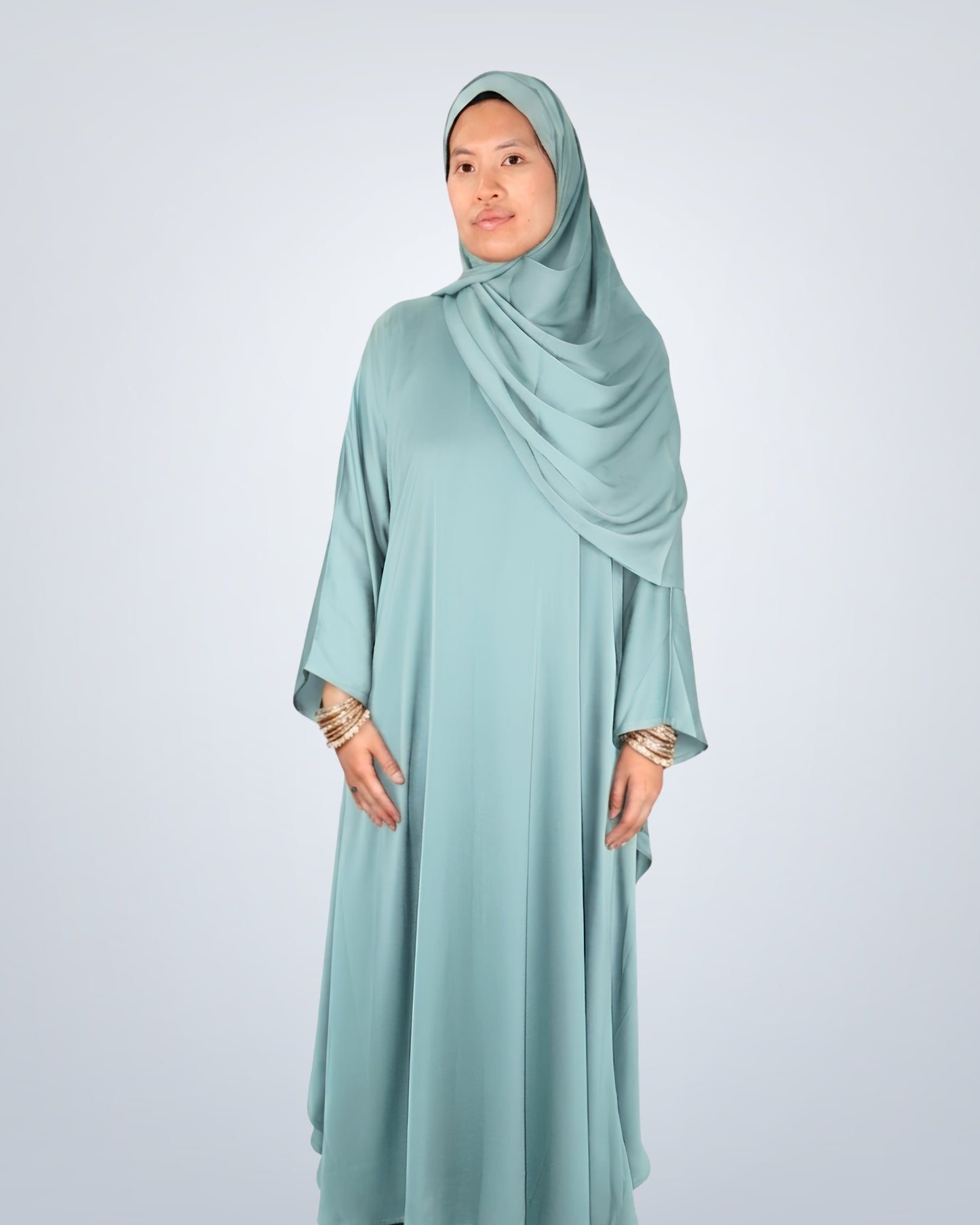 butterfly kaftan abaya - aqua