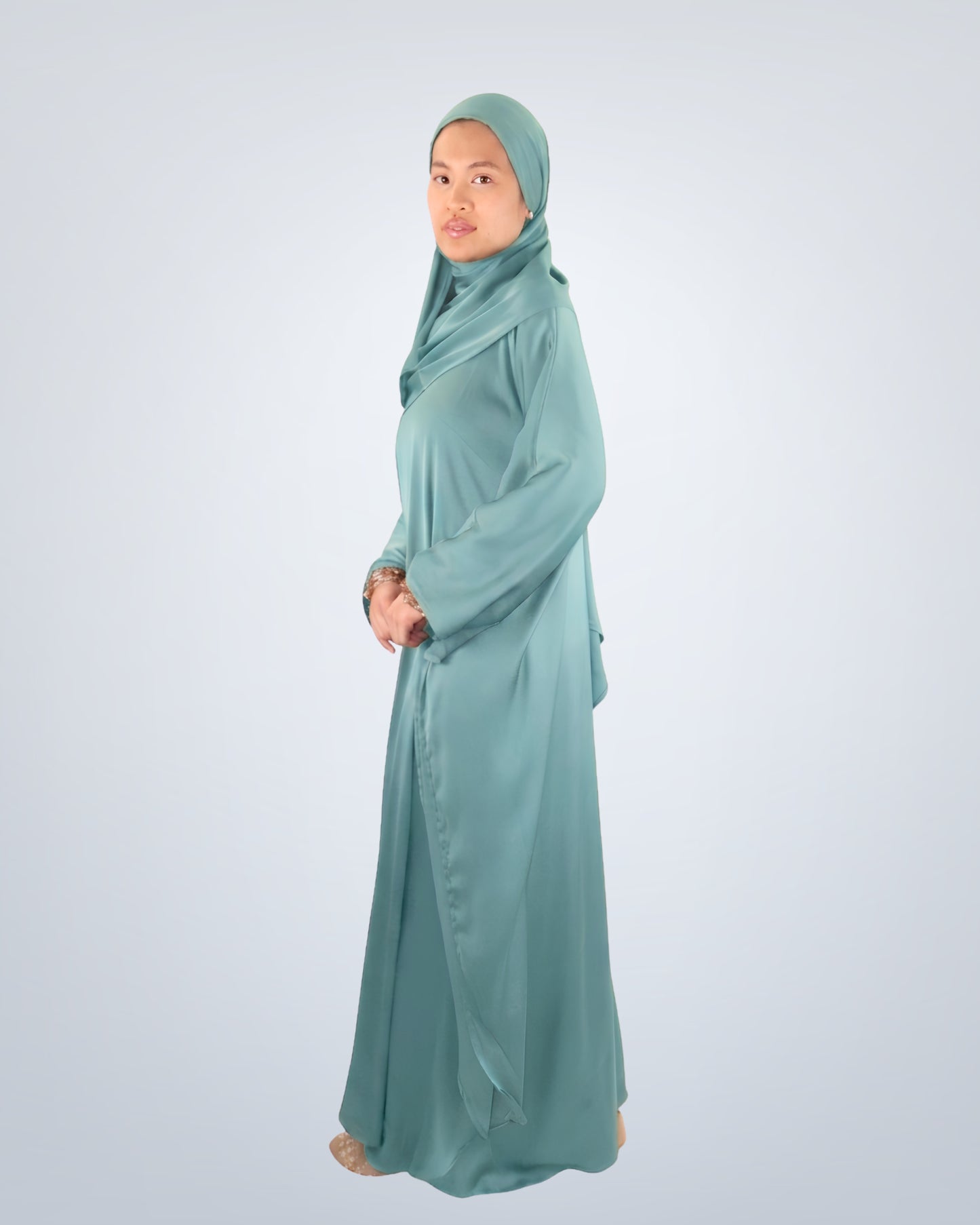 butterfly kaftan abaya - aqua