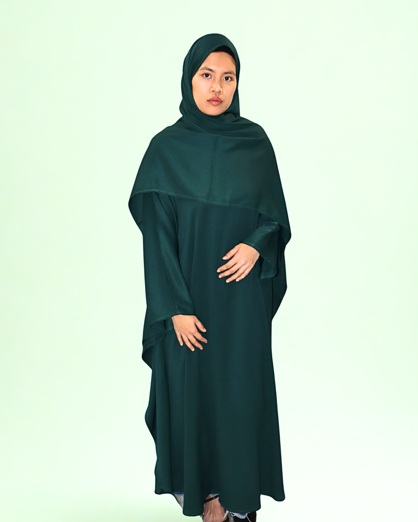 butterfly kaftan & hijab set - forest green