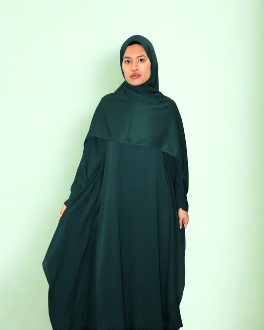butterfly kaftan & hijab set - forest green
