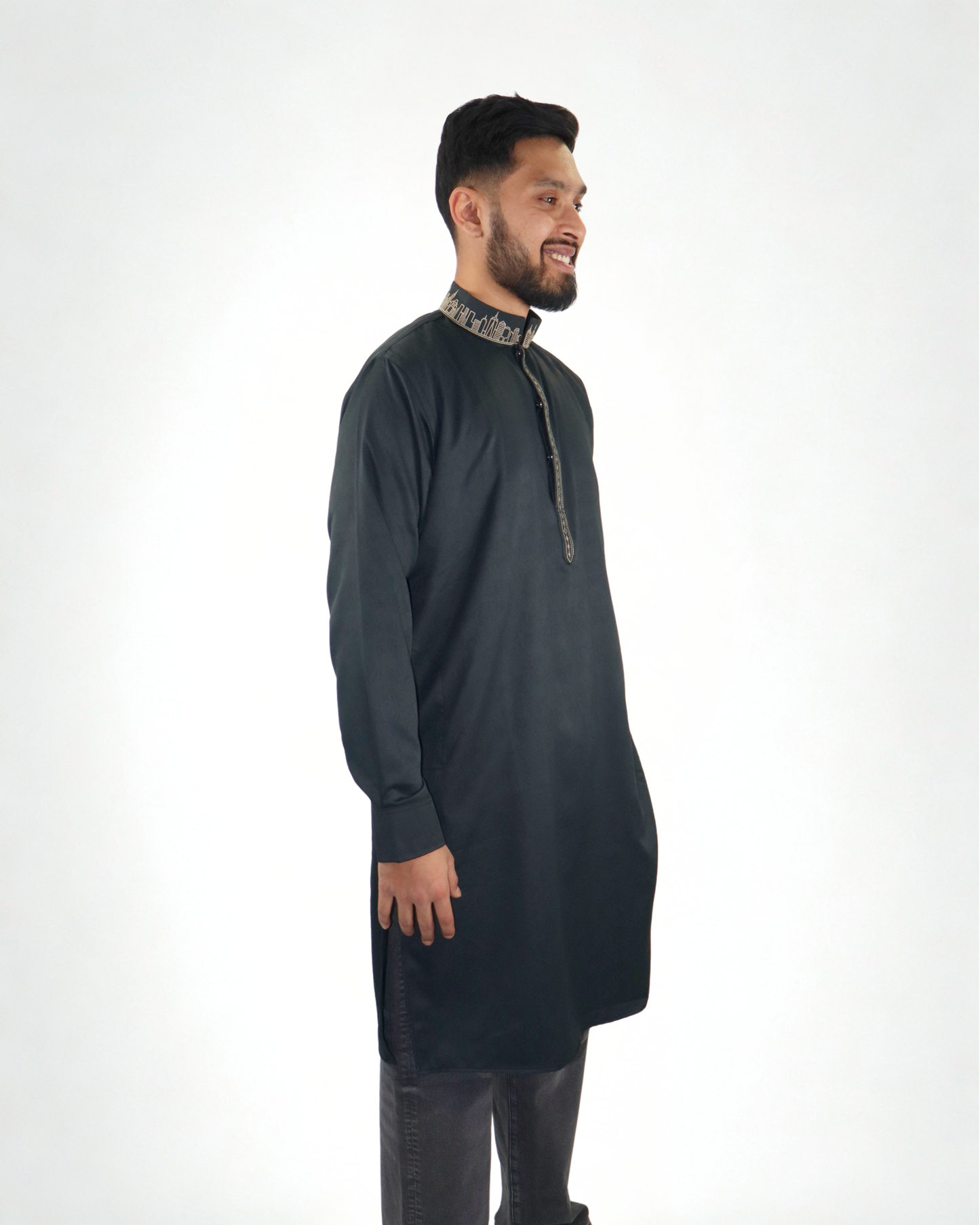 NYC Skyline Panjabi/Kurta, Midnight Green