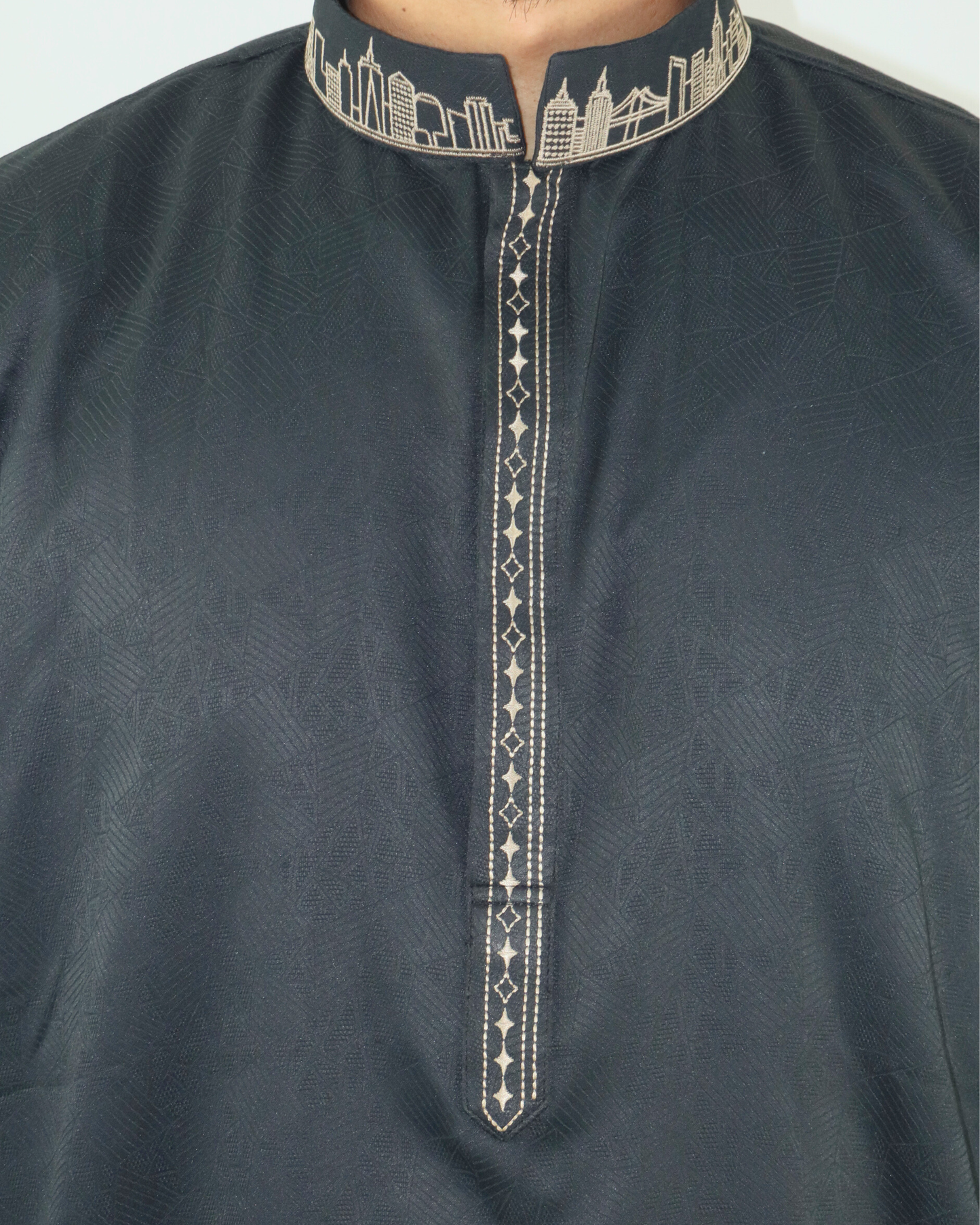 NYC Skyline Panjabi/Kurta, Midnight Green