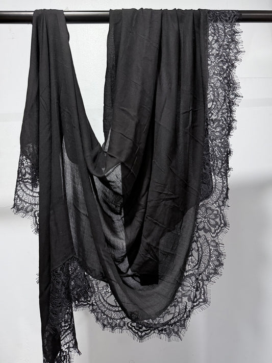 black modal lace hijab