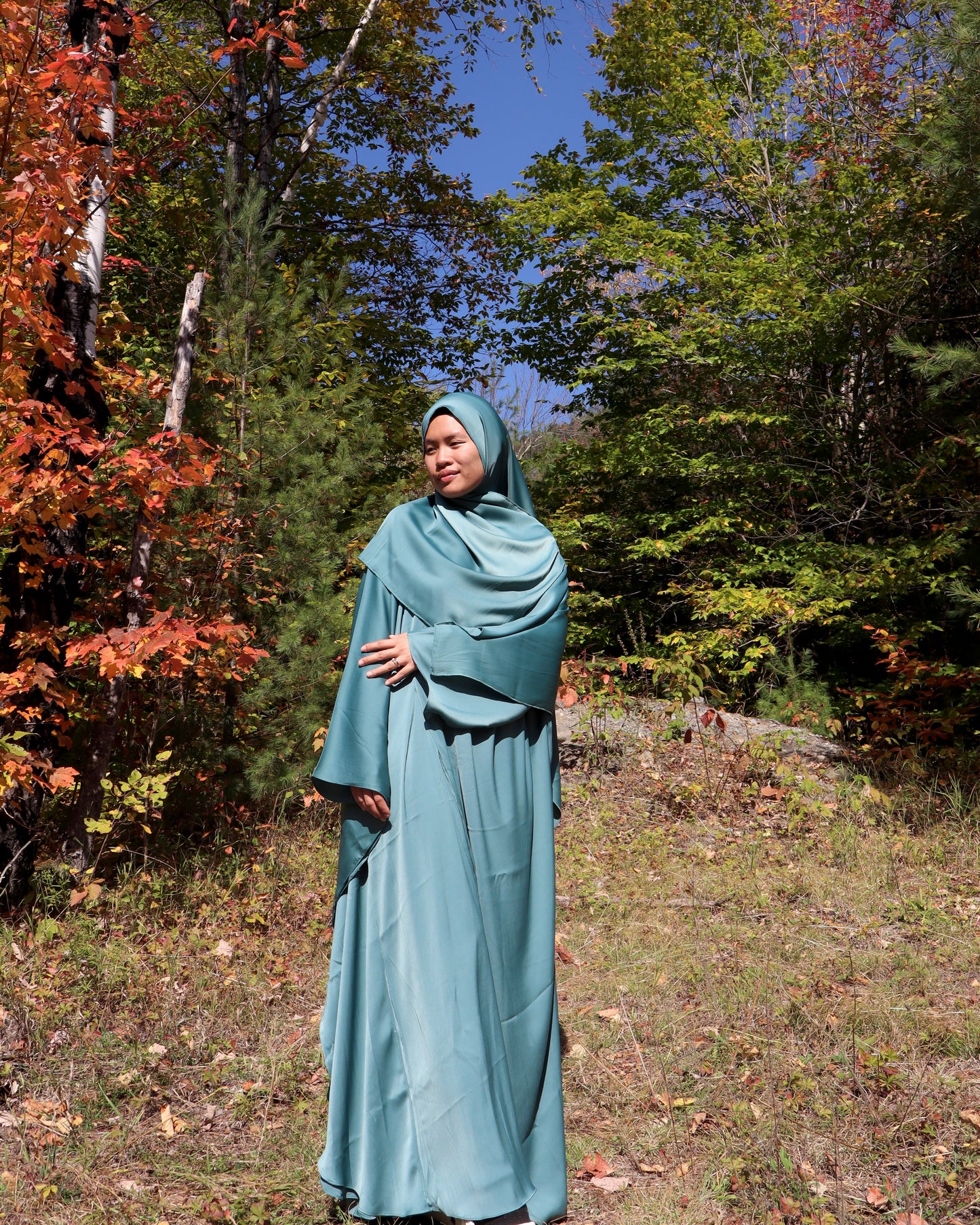 butterfly kaftan & hijab set - cyan