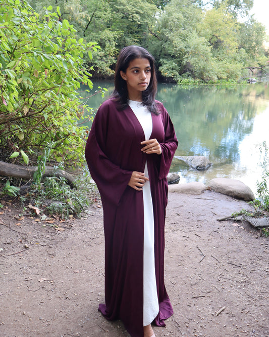 open abaya & hijab set - mulberry