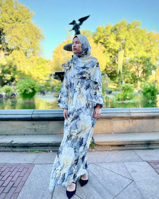 printed abaya & hijab set - azura
